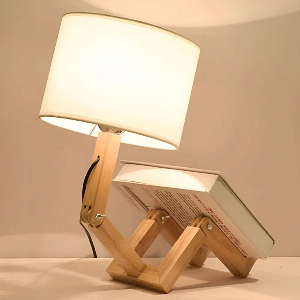 Flexible Wooden Lamp - Adjustable wooden robot lamp for reading & working light - Image 3