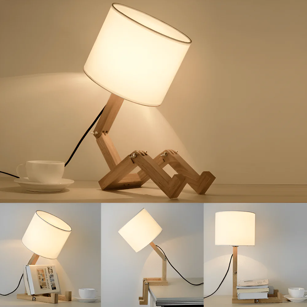 Flexible Wooden Lamp - Adjustable wooden robot lamp for reading & working light - Image 5