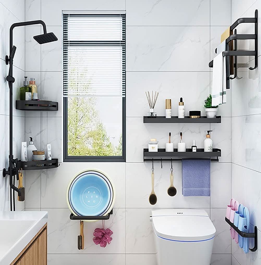 FlexRack – Wall-mounted bathroom shelf made of aluminum for towels & accessories - Image 4