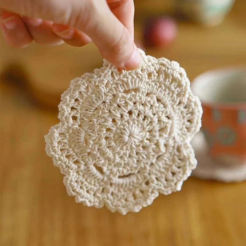 FLORAEST – Crocheted Coasters with Flower Pattern in Bohemian Style for Vintage Home Decoration - Image 4