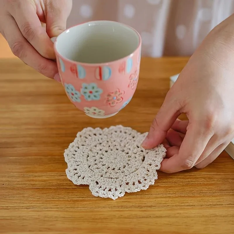 FLORAEST – Crocheted Coasters with Flower Pattern in Bohemian Style for Vintage Home Decoration - Image 7