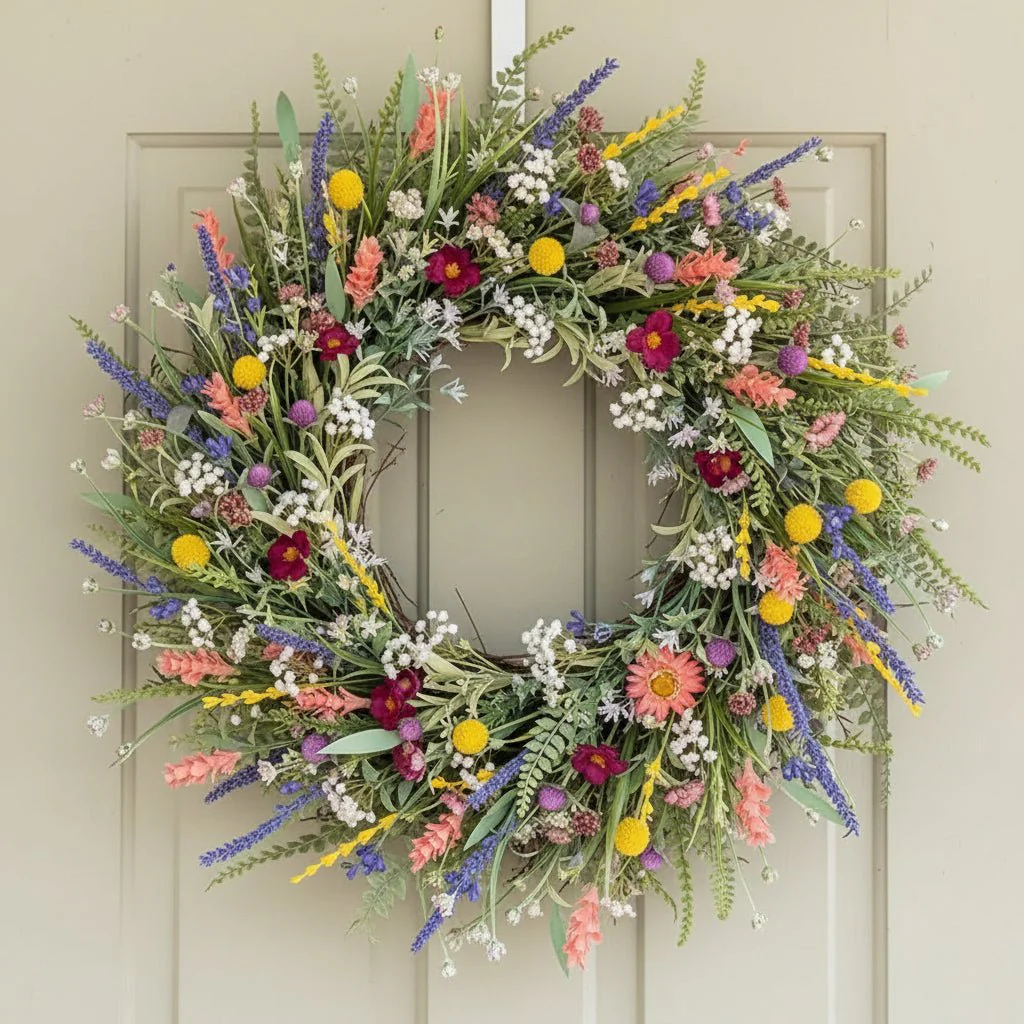 FLORASPIRE – Lush decorative door wreath with realistic blossoms & year-round charm - Image 4