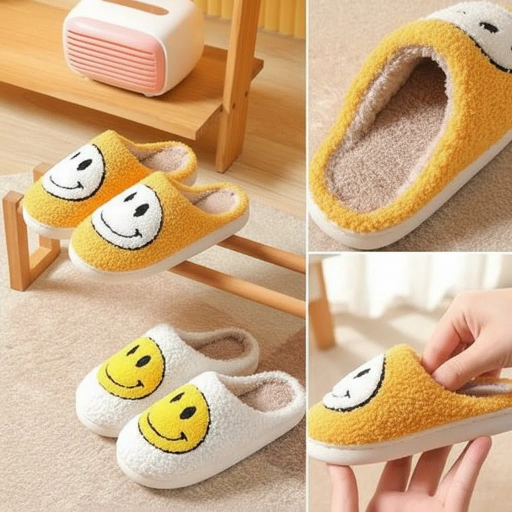 FluffysMile - Cosy winter slippers with smiley & thickened silicone sole - Image 12