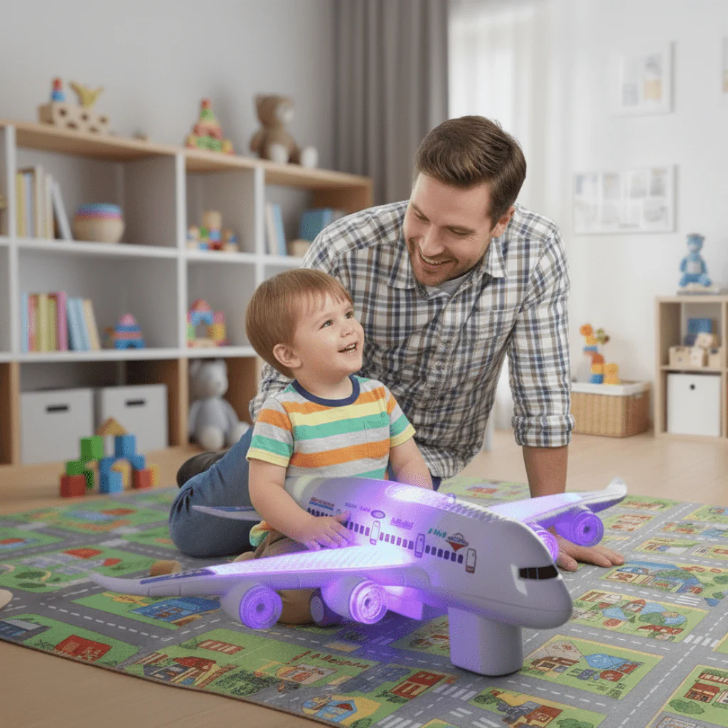 FLYGENIUS – Intelligent Music & Light Airplane Toy with Automatic Obstacle Navigation - Image 2