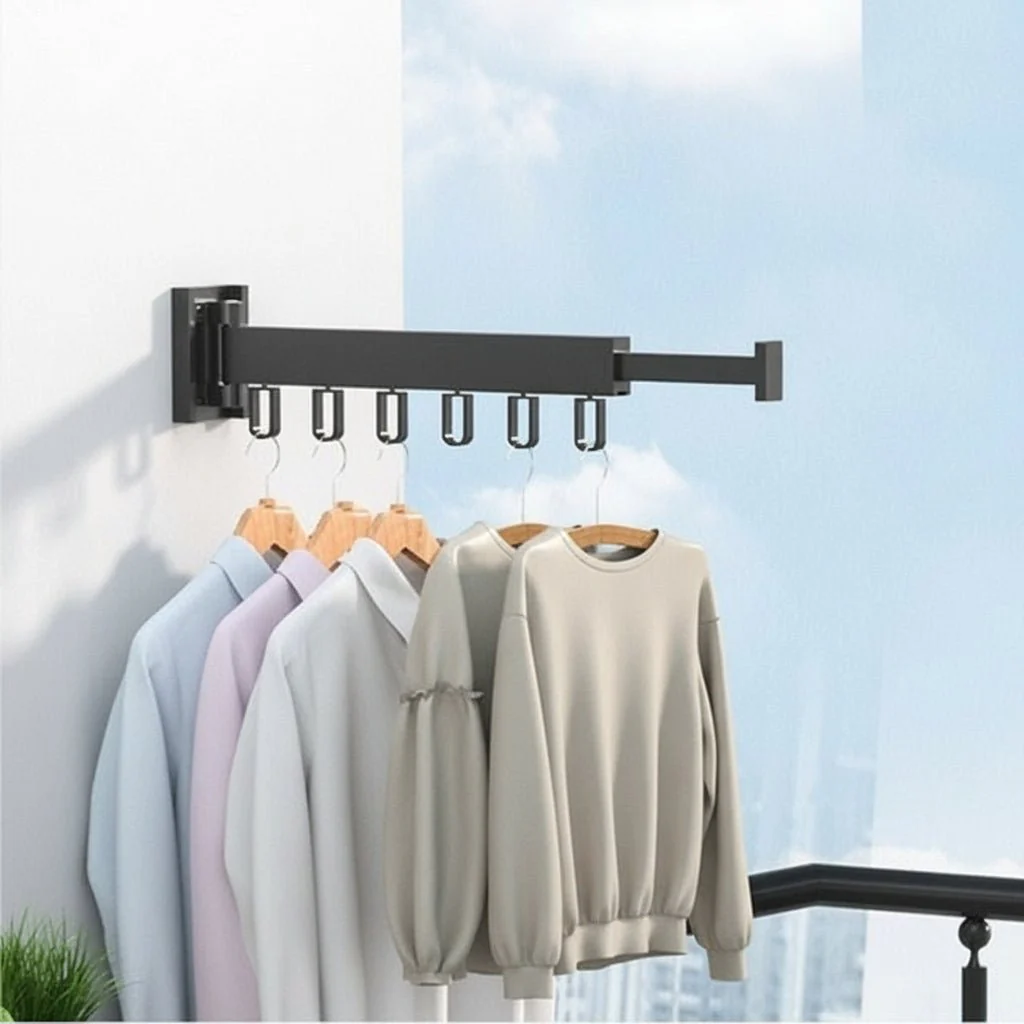 FOLDMOUNT – Wall dryer with retractable frame and foldable clothes hanger - Image 5