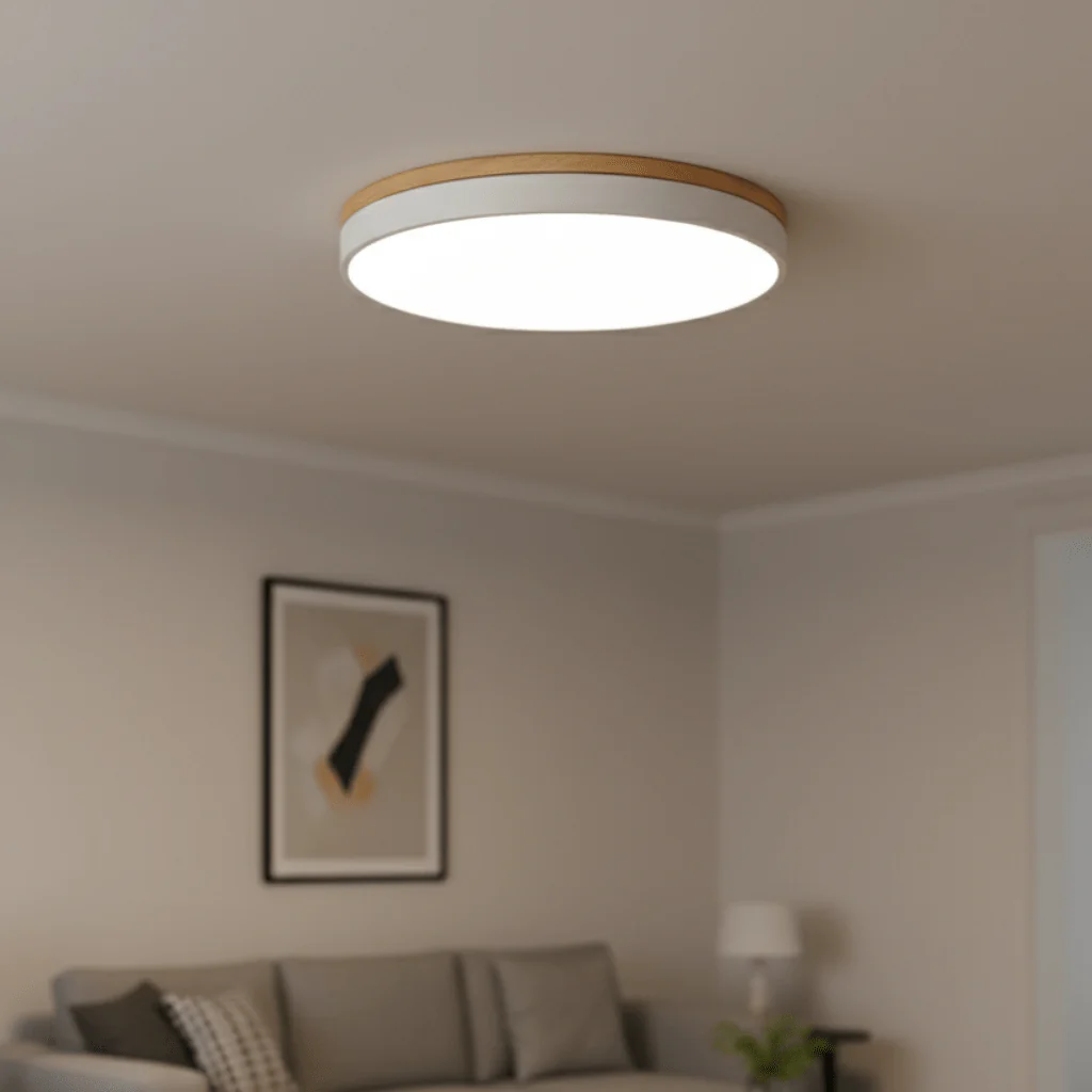 FORESTRIM – LED ceiling lamp with natural wood grain & green accent