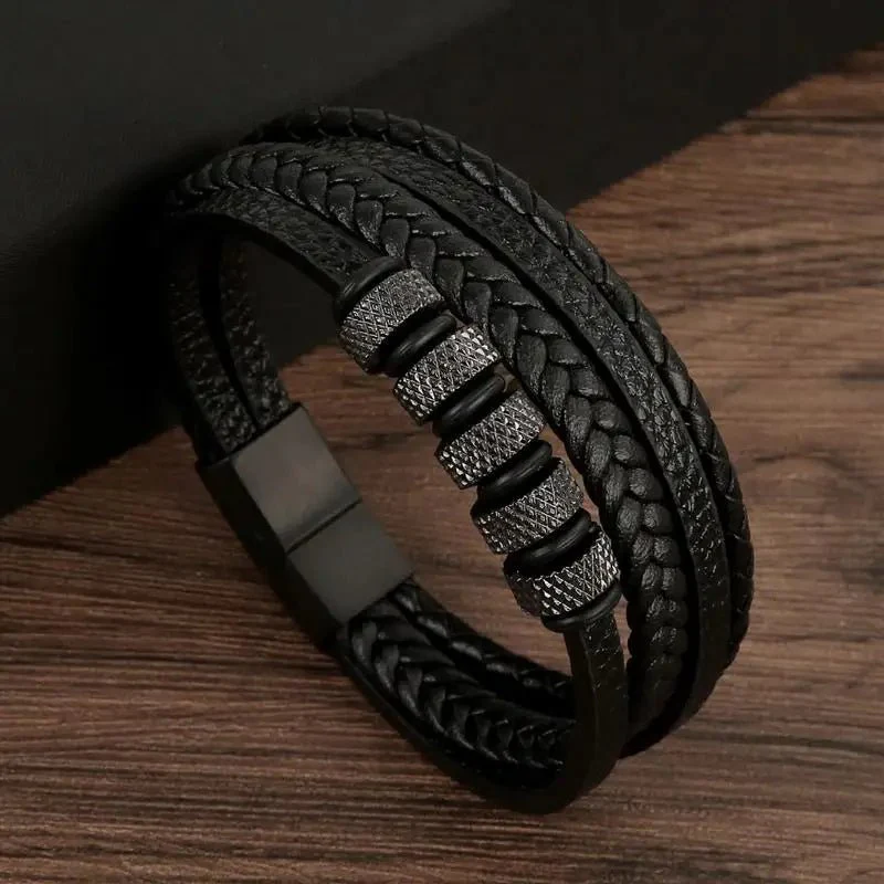 FORGELINE – Engravable men's bracelet made of braided faux leather in a modern style - Image 3