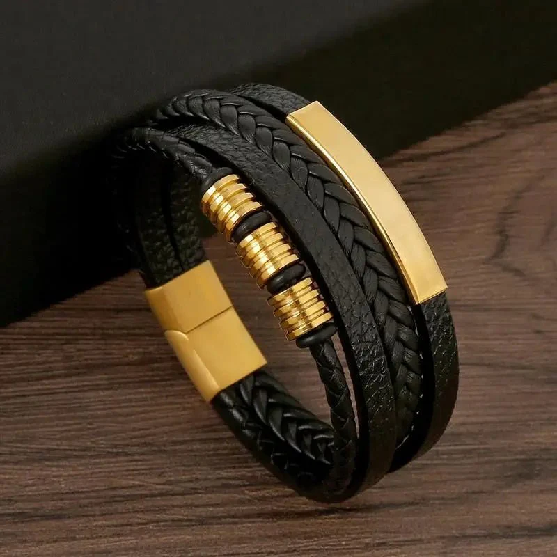 FORGELINE – Engravable men's bracelet made of braided faux leather in a modern style - Image 4