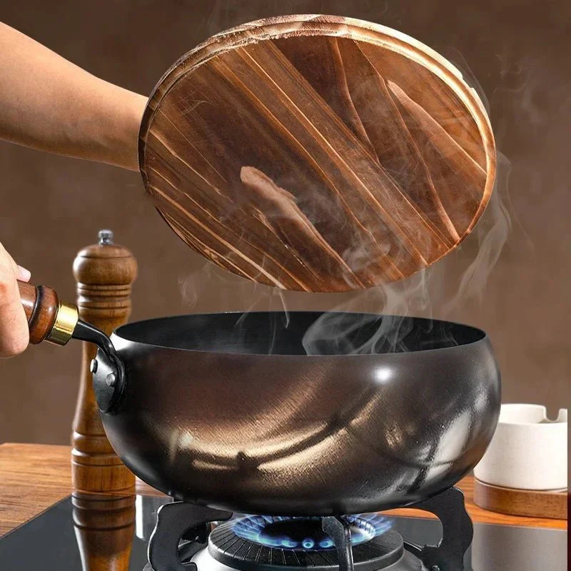 FORGIRON – Hand-forged iron pan with wooden handle and optional lid (24/28 cm) - Image 3