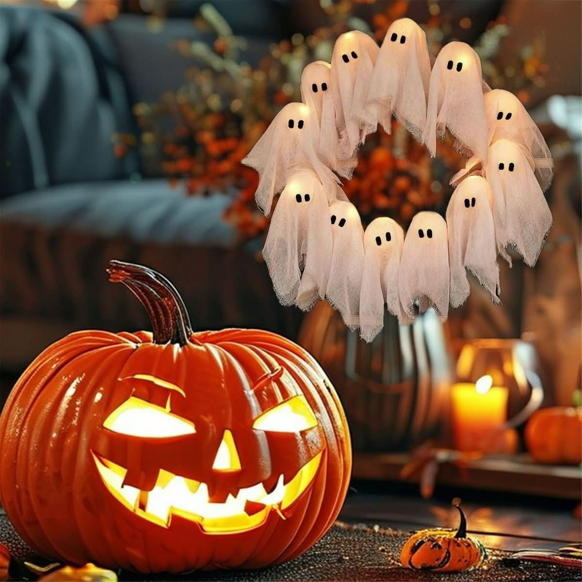 FrightLights LED Wreath – Spooky Halloween Magic for Atmospheric Decoration - Image 8