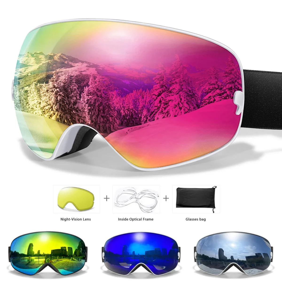 FROSTBLICK – Premium ski goggles with anti-fog coating, UV400 protection & night vision lens - Image 2