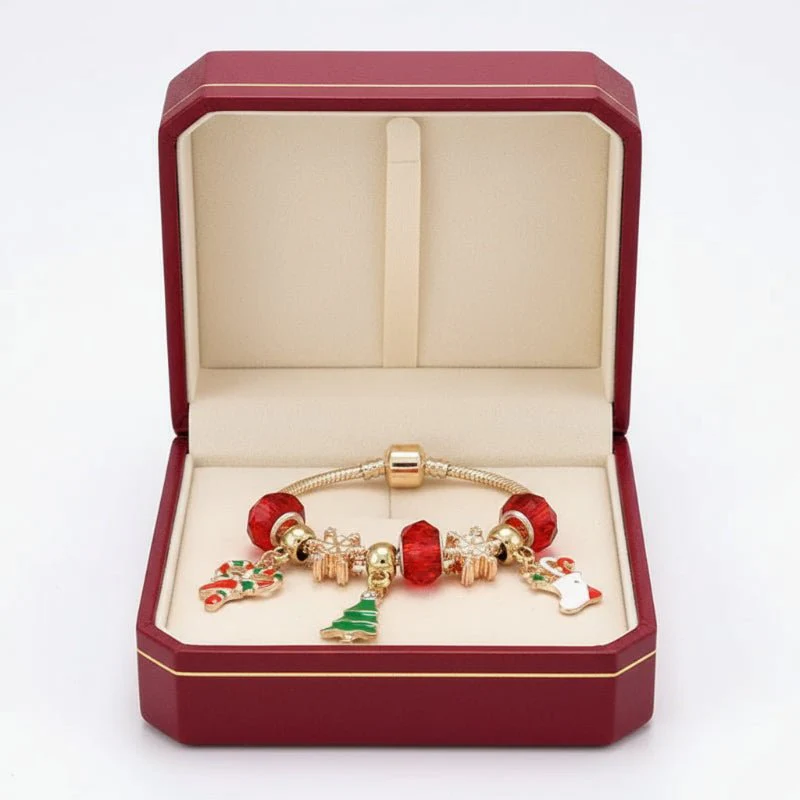 FROSTLET – Festive Candy Cane Charm Bracelet with Adjustable Silver Chain - Image 2