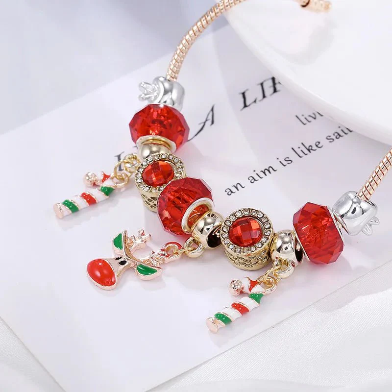 FROSTLET – Festive Candy Cane Charm Bracelet with Adjustable Silver Chain - Image 3