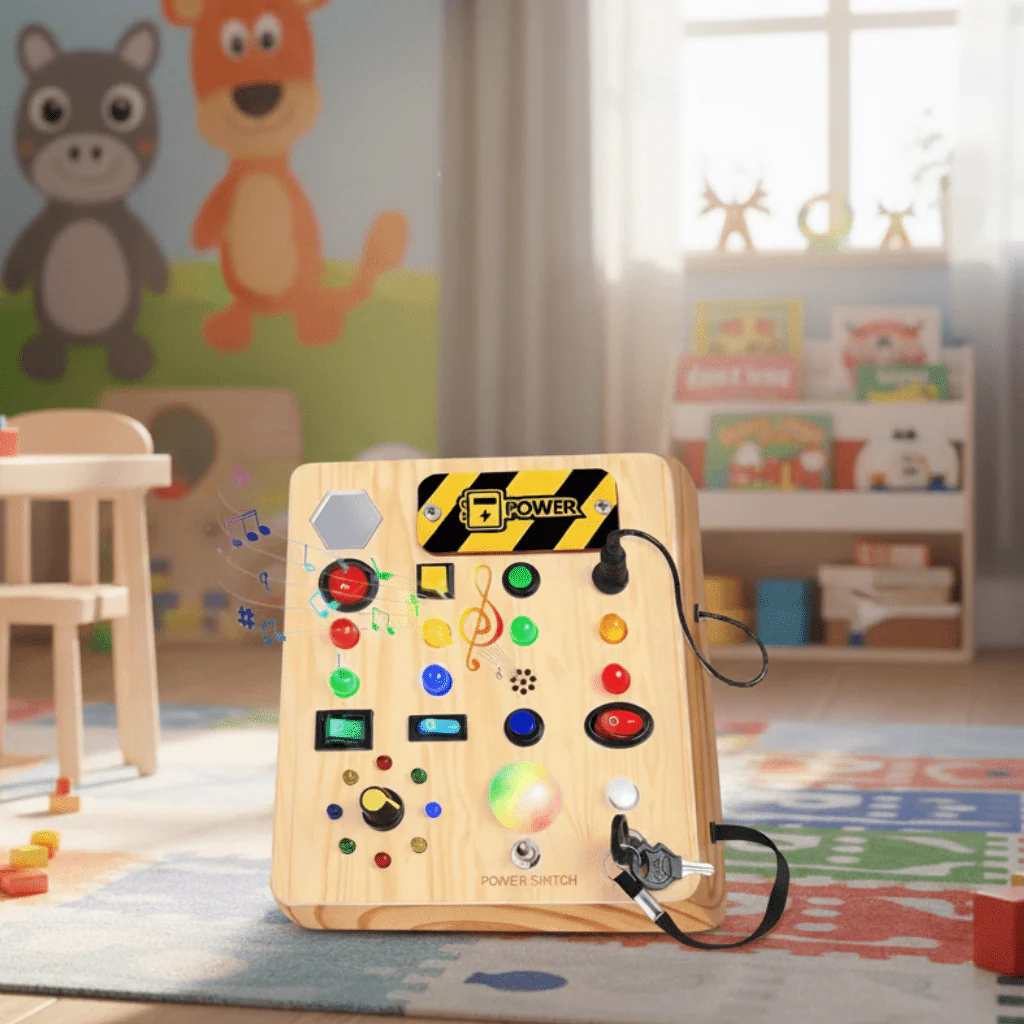 FUNTUNE – Montessori Activity Board with Music & LED Lights