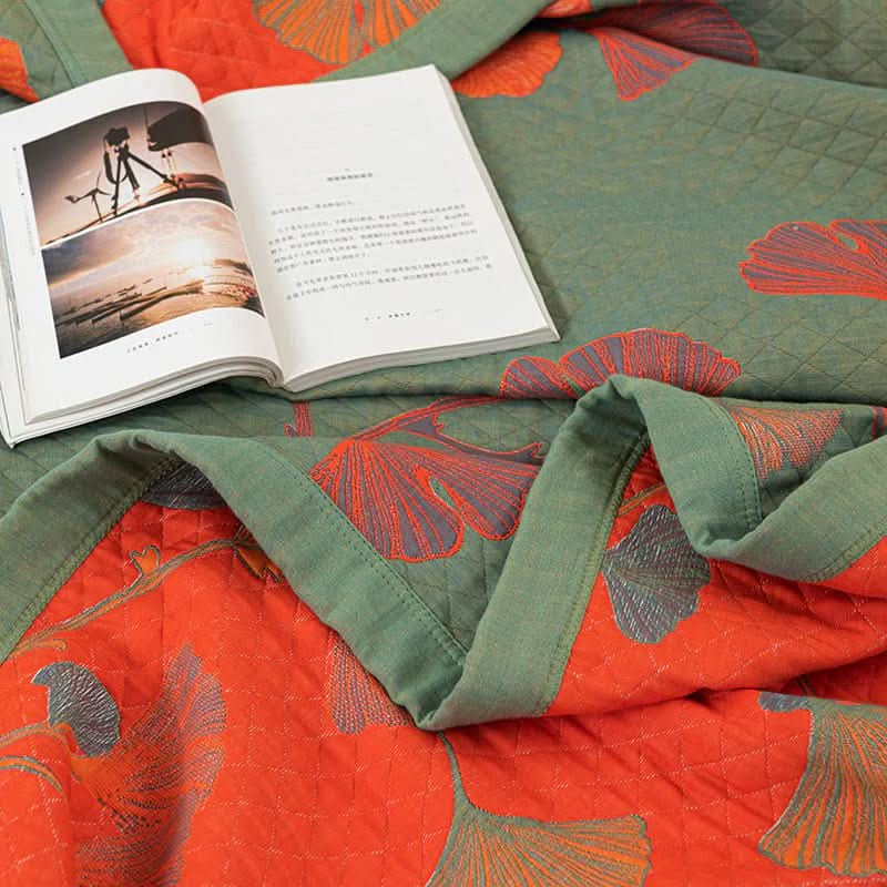 GinkgoQuilt – Cotton Bedding Set with Botanical Pattern - Image 6