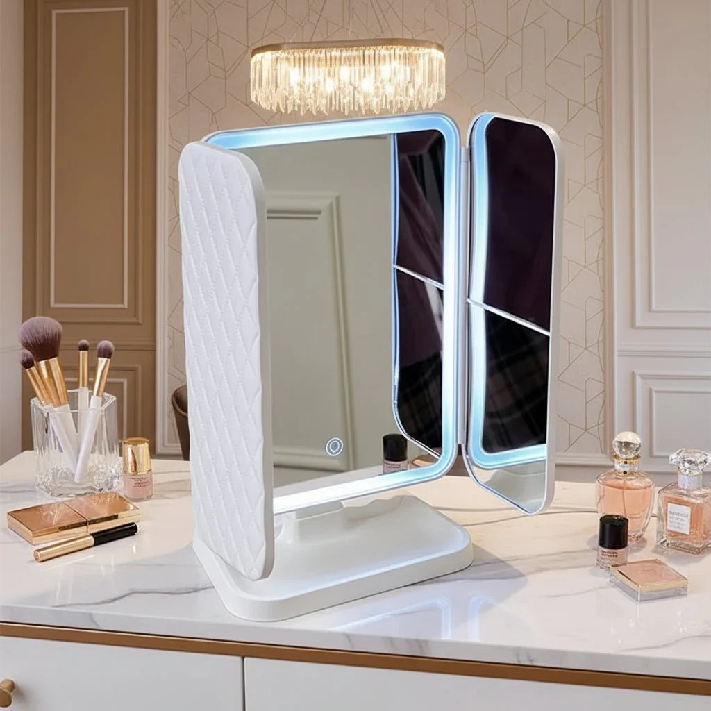 Glamlite Mirror - Three-part mirror with LED lighting in 3 colours for perfect make-up - Image 3