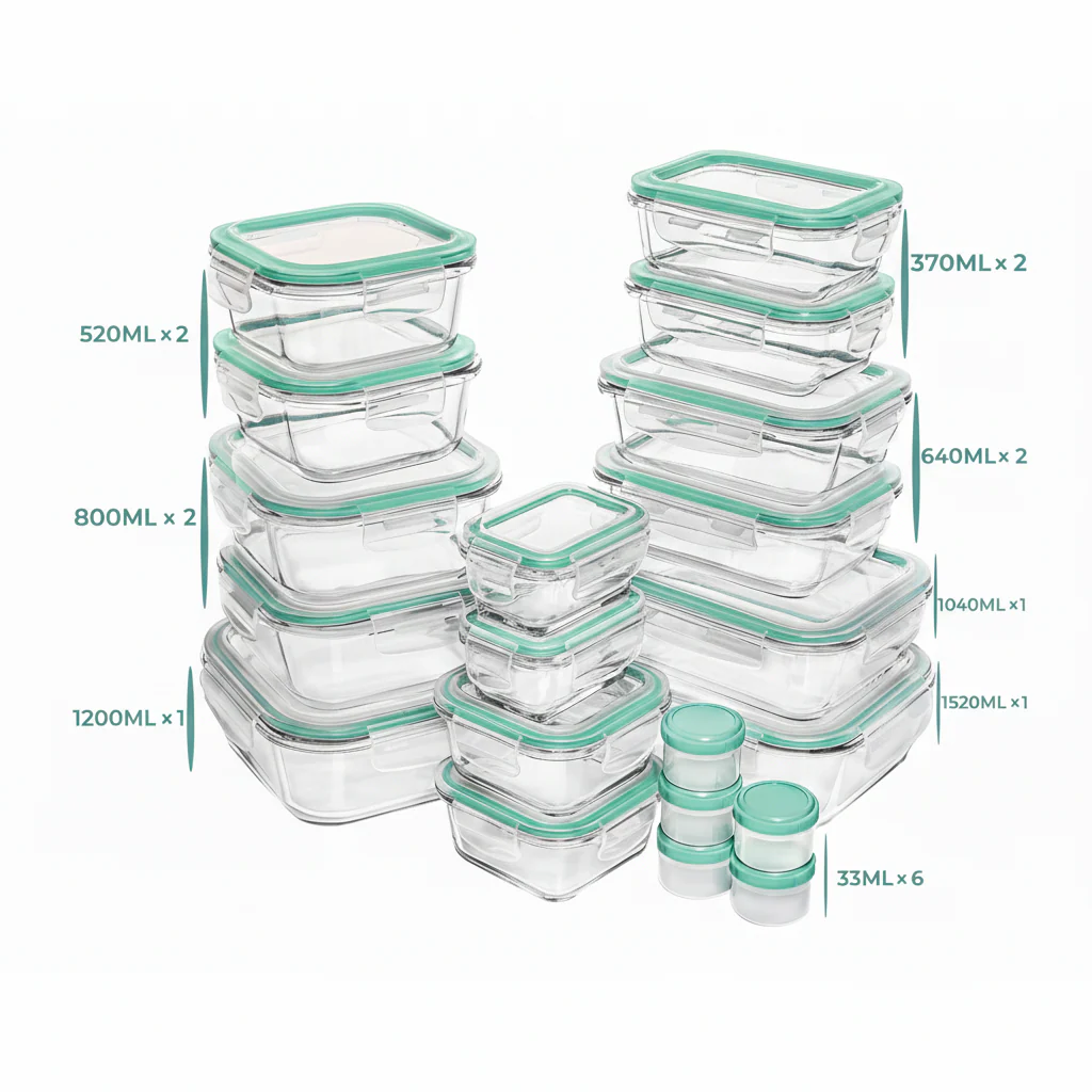 Glassafe 35-Piece Food Storage Set - BPA-free, airtight for meal prep & organisation - Image 6