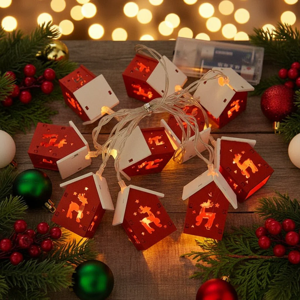 GLIMMERGABLE – Wooden LED House Light with Warm White Light for Festive Accents - Image 6