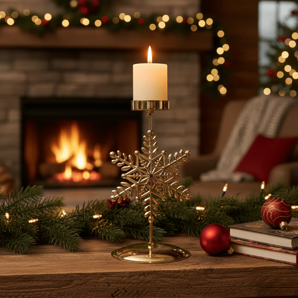 GLORIAHOME – Vintage Gold Candle Holder for Elegant Christmas Decoration