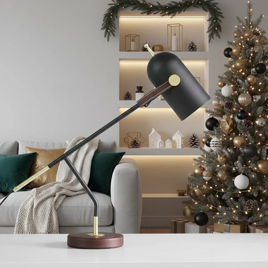 GLOVANCE – Modern Metal Table Lamp with E27 LED for Reading & Ambient Light