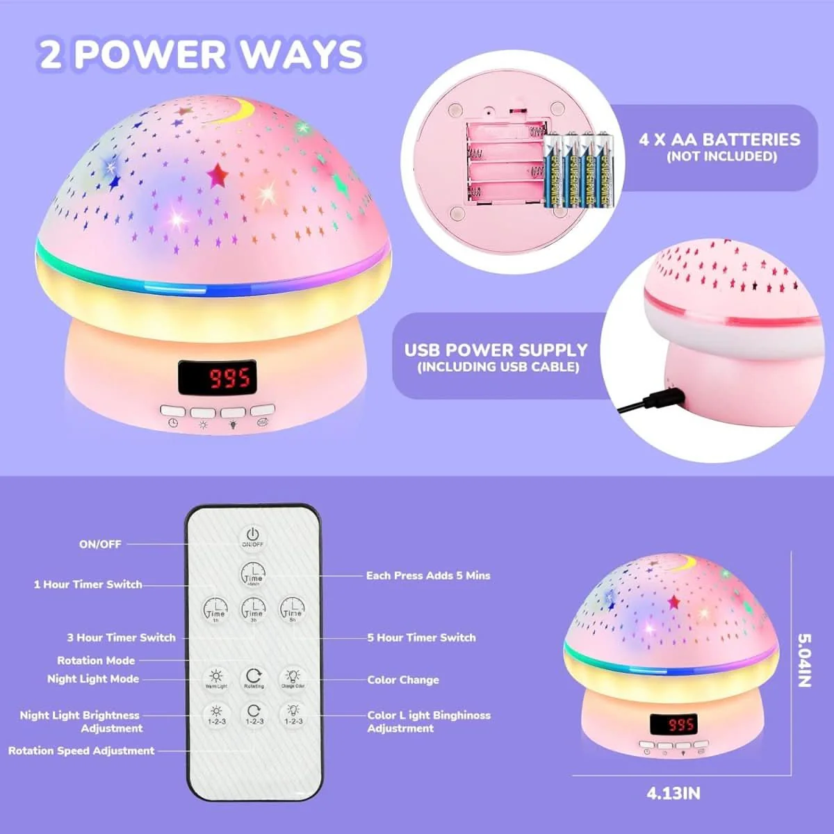 GlowLight - Magic star projector with 16 colours & timer function - Image 9