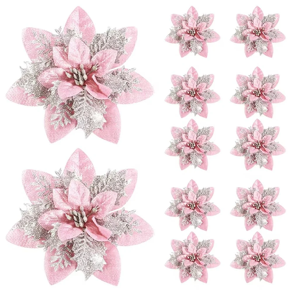 GLOWPETAL – 14.5 cm large sparkling Christmas flowers in pink, red, and gold - Image 4