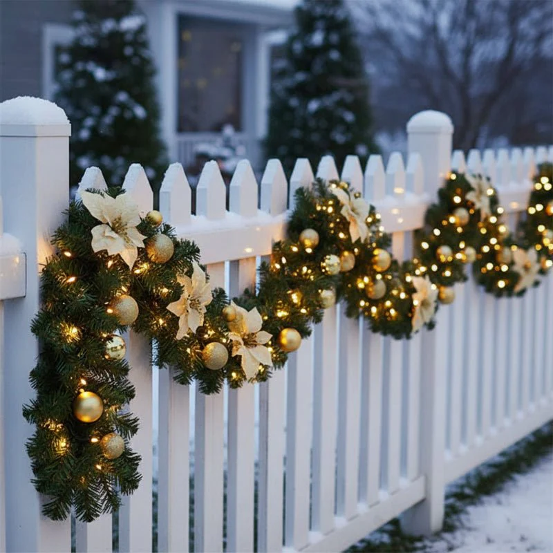 GLOWTWINE – Illuminated Christmas garland made of rattan with warm white LED lights, 2.7 m - Image 12