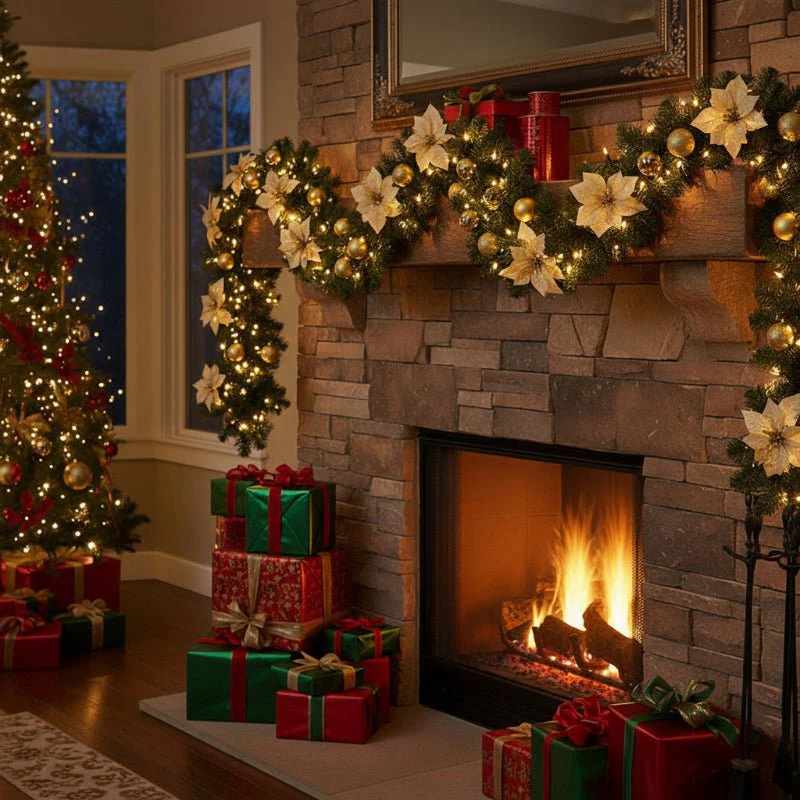 GLOWTWINE – Illuminated Christmas garland made of rattan with warm white LED lights, 2.7 m - Image 2