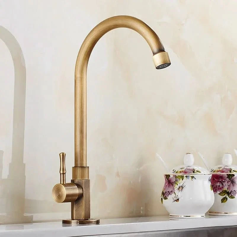 GoldenSwan Faucet – Antique Swan Neck Brass Kitchen Tap - Image 2