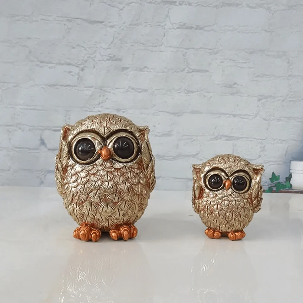 Gold owl decorative statue - Hand-carved & nostalgic for your home - Image 5