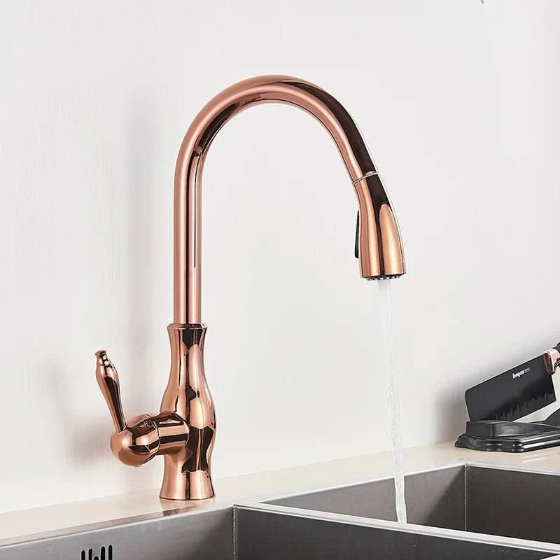 GOLDSTREAM Kitchen Mixer - Luxurious kitchen tap with pull-out spray & swivel function in a golden finish - Image 6