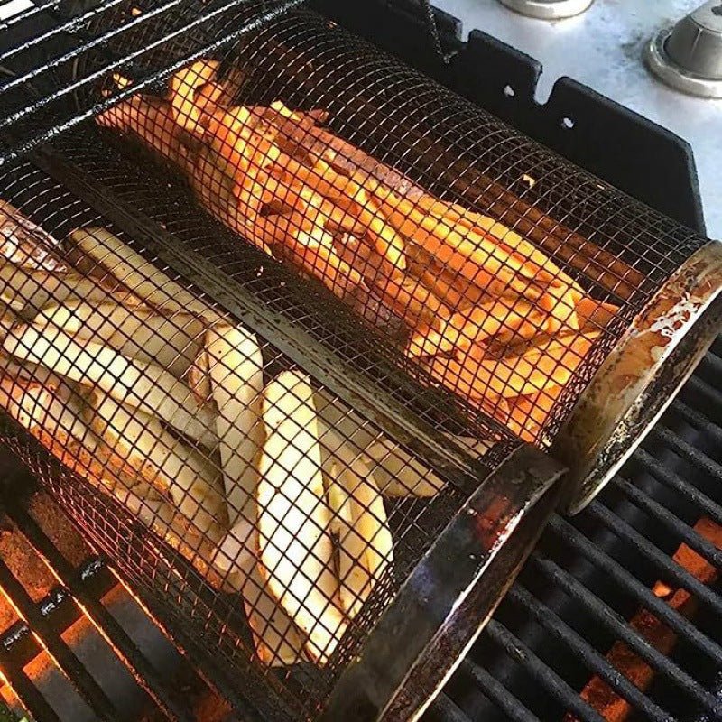 GRILLMASTER PRO - Stainless Steel Rotating BBQ Grill Basket for Even Cooking - Image 2