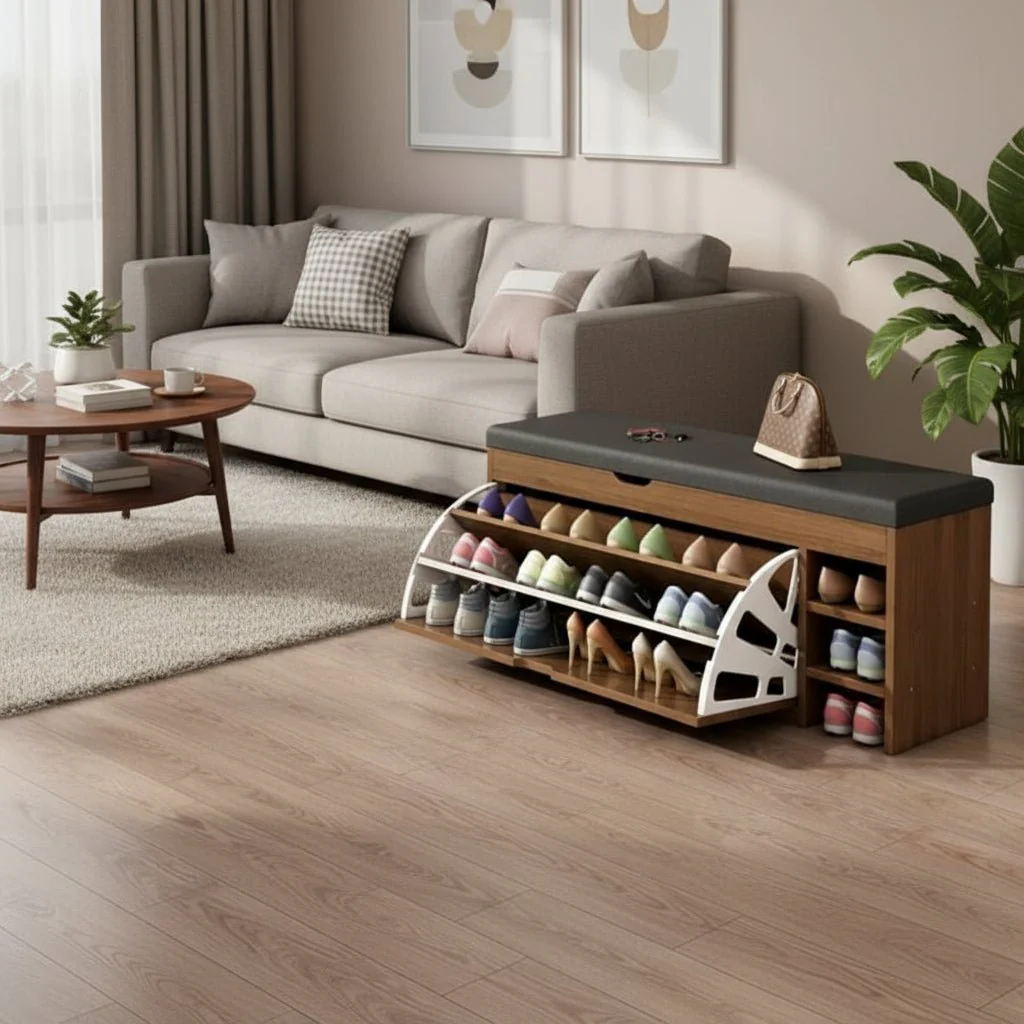 HALLENBOX – 3-in-1 shoe cabinet bench with foldable storage system for hallways - Image 5
