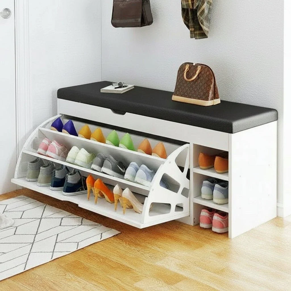 HALLENBOX – 3-in-1 shoe cabinet bench with foldable storage system for hallways - Image 7