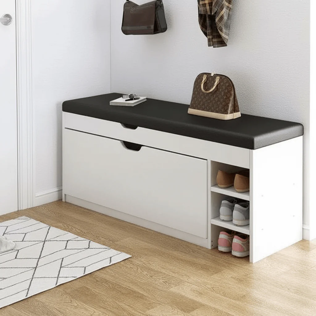 HALLENBOX – 3-in-1 shoe cabinet bench with foldable storage system for hallways - Image 8