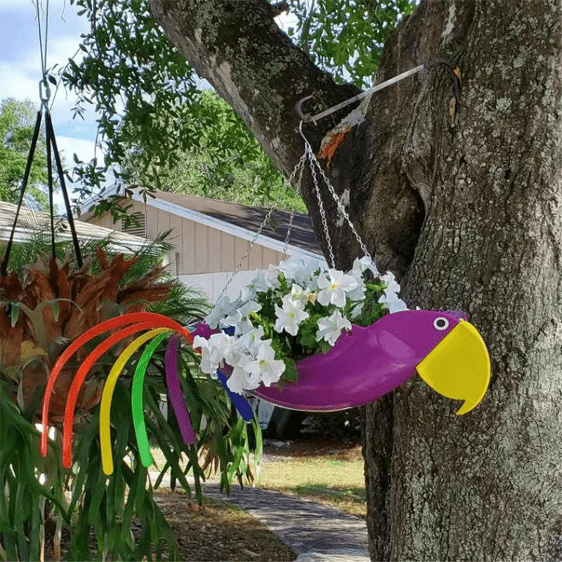 Hanging plant bowl - Colourful chicken design garden decoration - Image 5