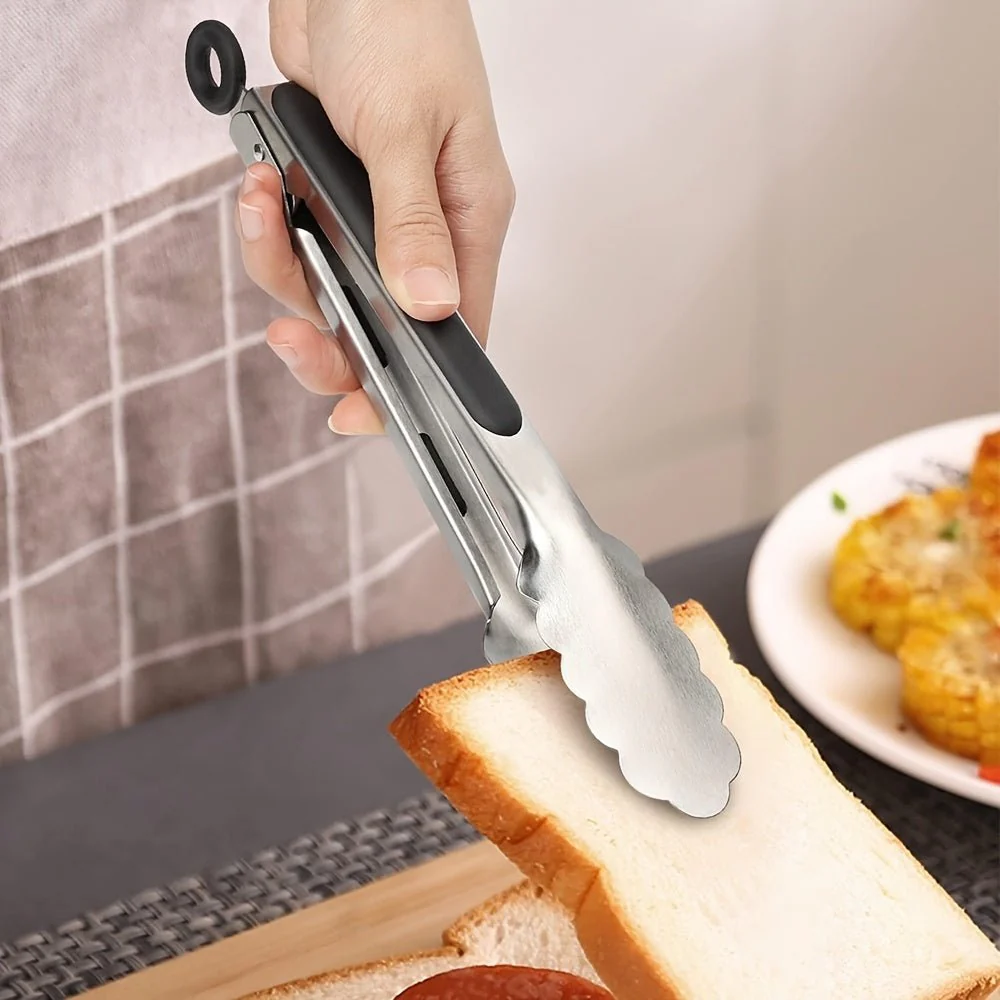 HAUSGOLD - High-Quality Grill and Kitchen Tongs Made of Stainless Steel with Silicone Handle 22.86 cm & 30.48 cm