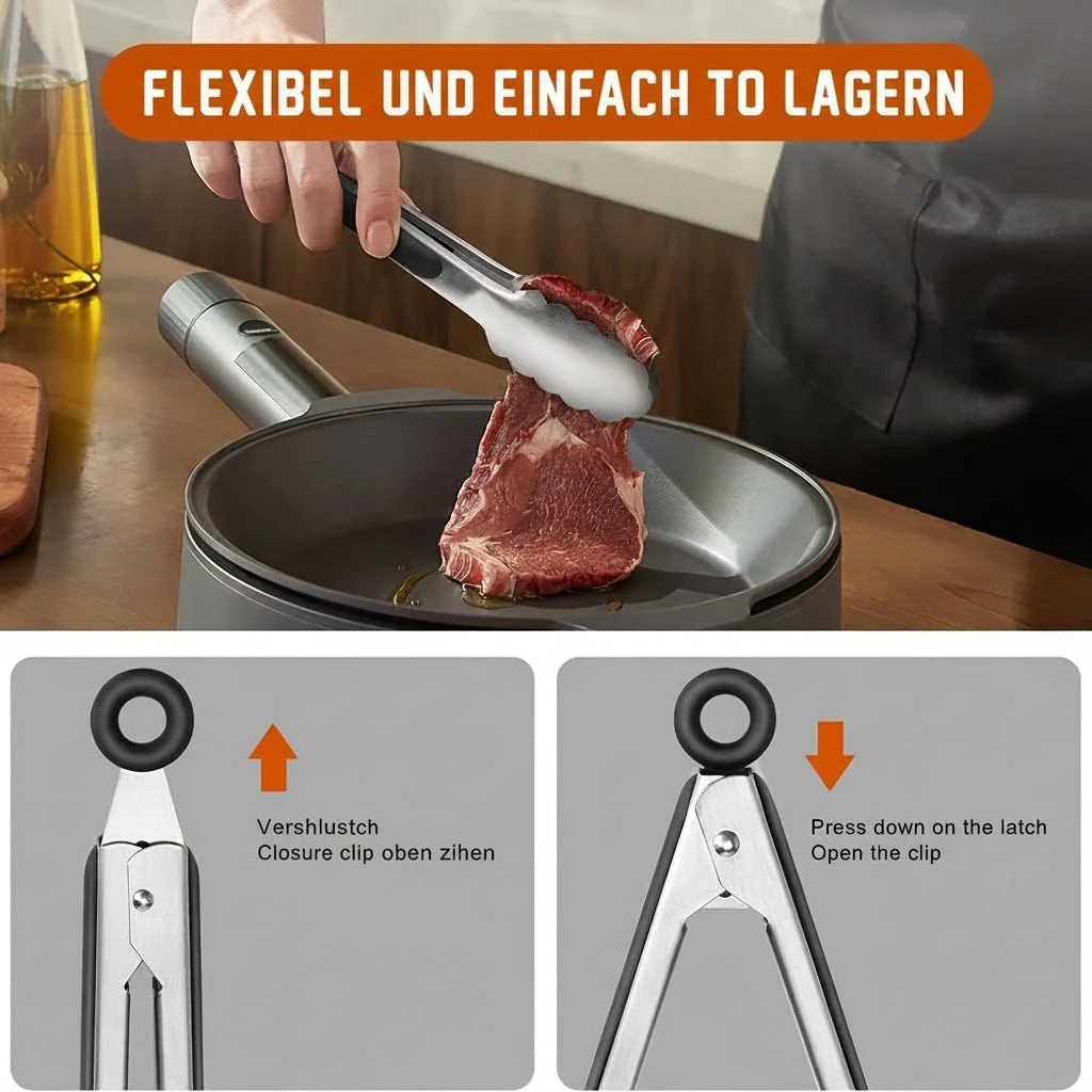 HAUSGOLD - High-Quality Grill and Kitchen Tongs Made of Stainless Steel with Silicone Handle 22.86 cm & 30.48 cm - Image 7