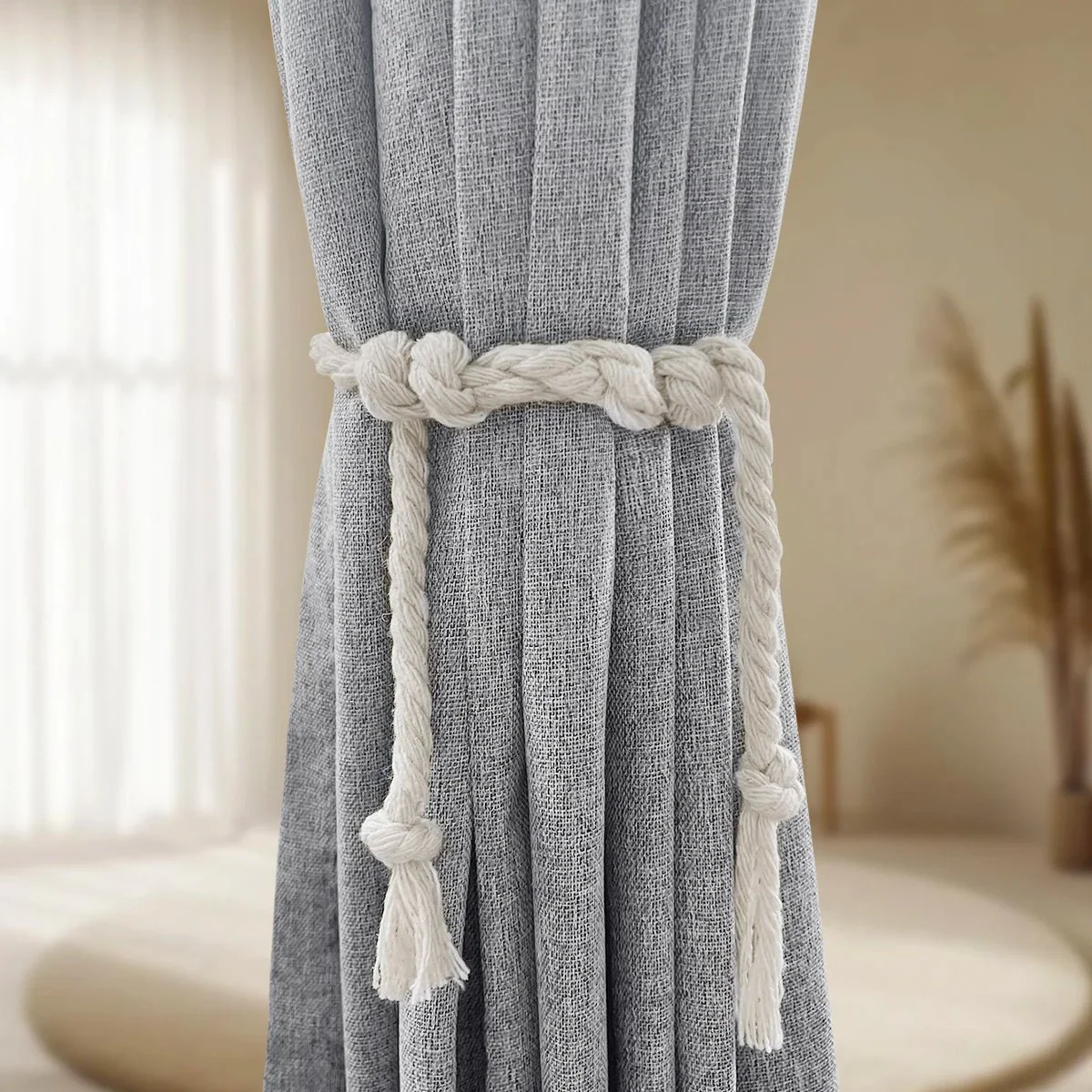 HAVENLUX - Set of 2 Linen Blackout Curtains in Solid Color with Tape for Living Room & Bedroom - Image 3