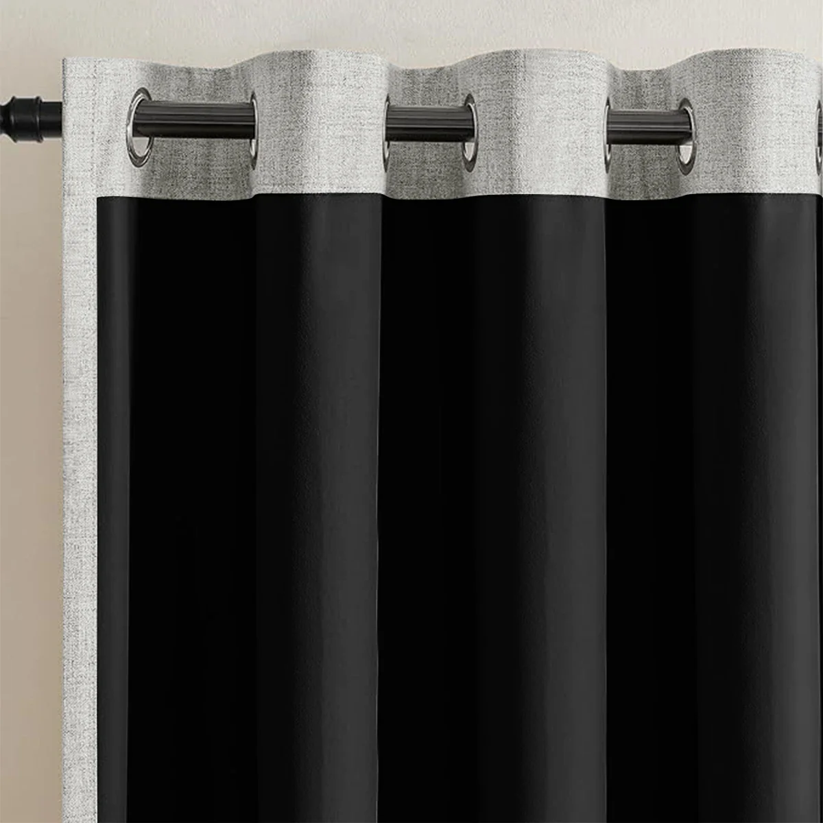 HAVENLUX - Set of 2 Linen Blackout Curtains in Solid Color with Tape for Living Room & Bedroom - Image 5