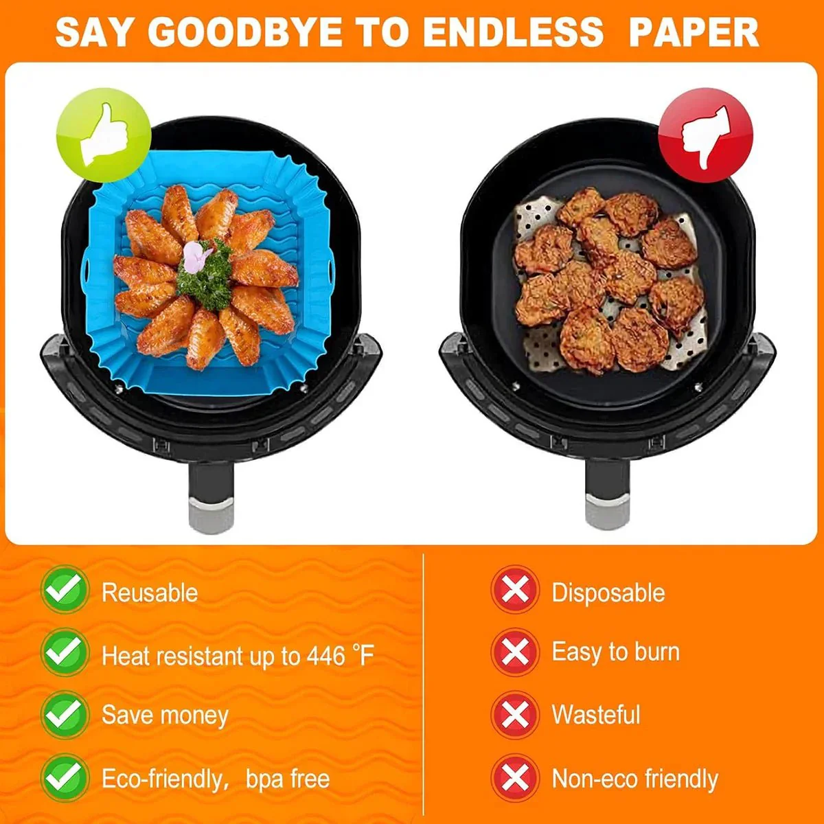 HEISSLUFTPRO – Silicone Insert for the Air Fryer with Handles for Clean, Safe Cooking - Image 4