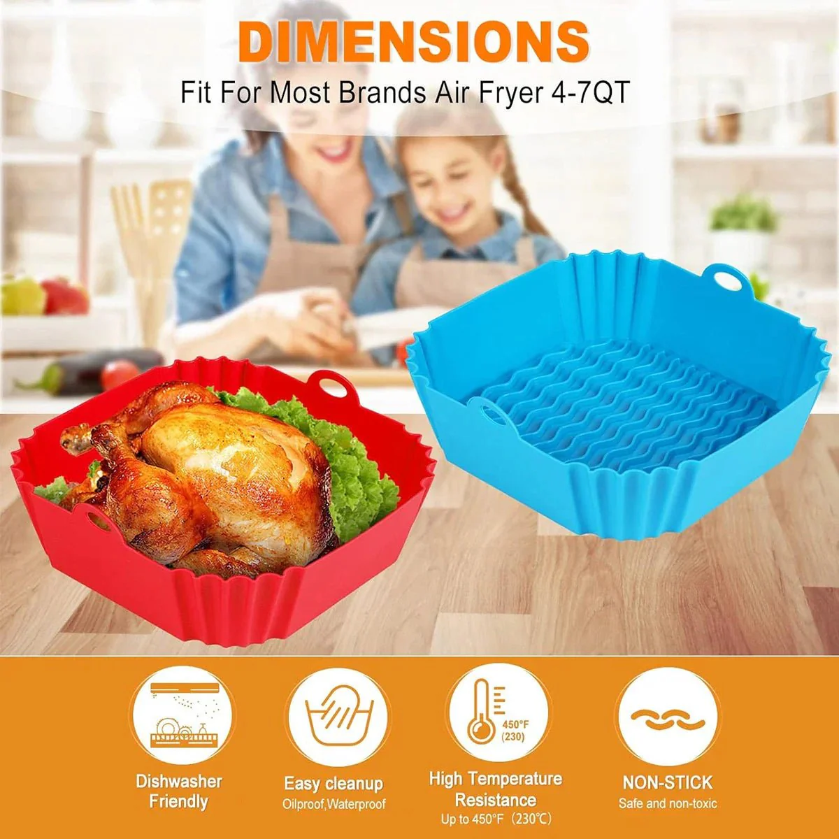 HEISSLUFTPRO – Silicone Insert for the Air Fryer with Handles for Clean, Safe Cooking - Image 7