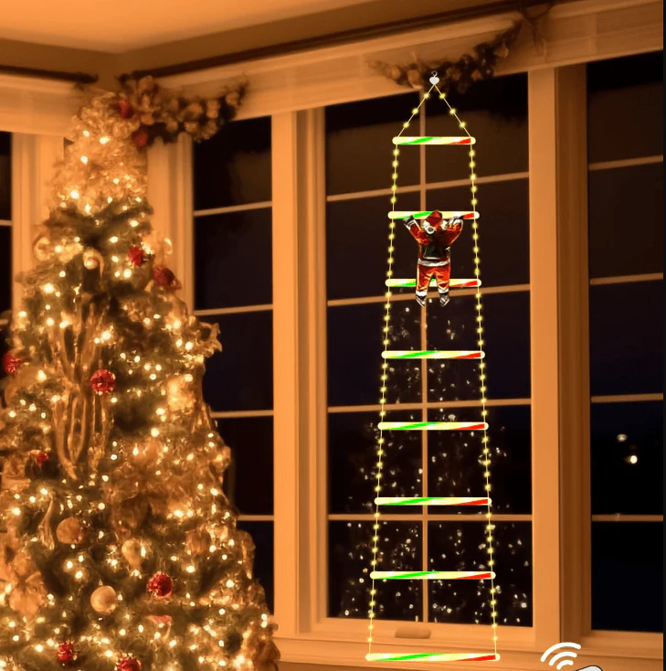 HOHOCLIMB – Animated Santa Claus climbing a ladder, LED Christmas decoration - Image 2