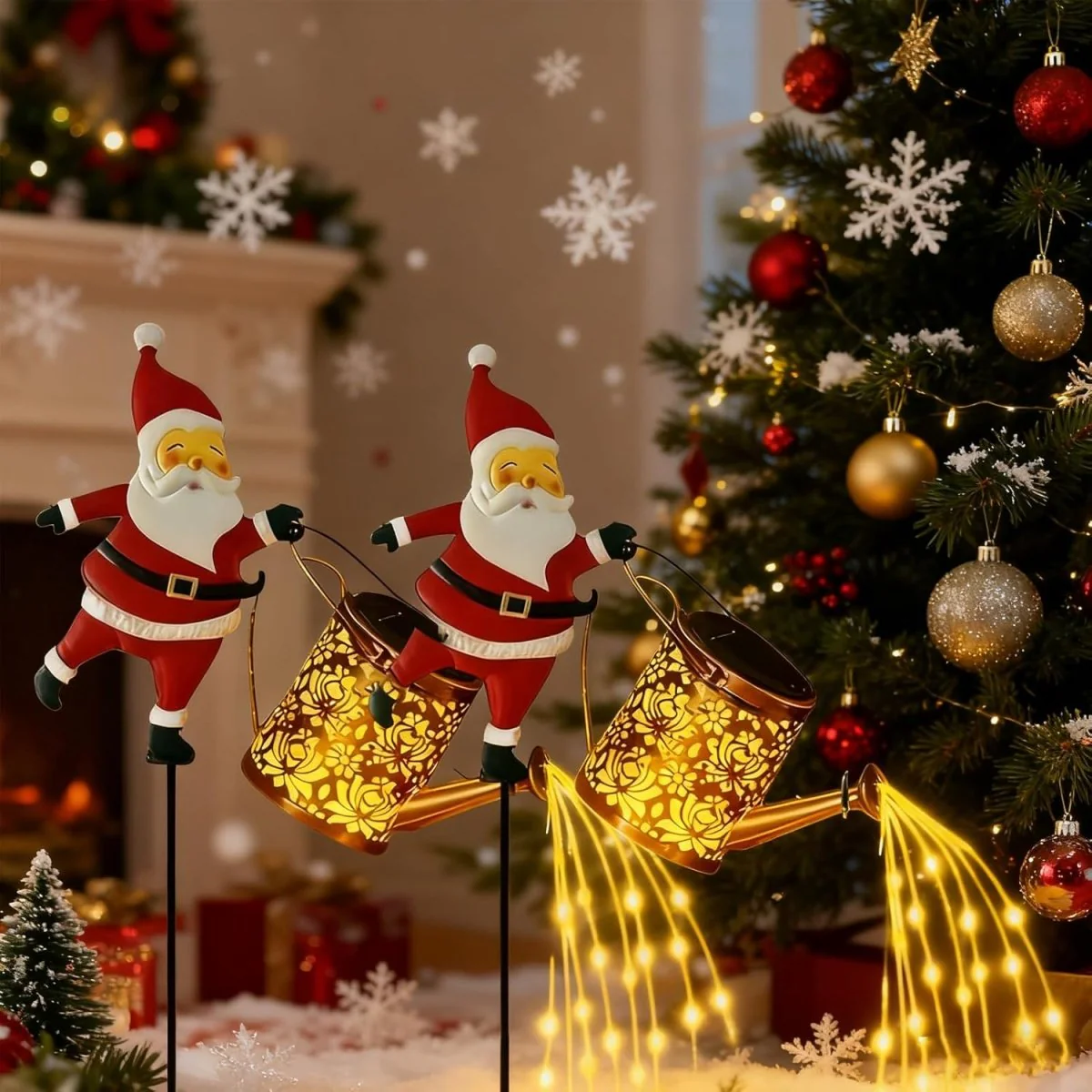 HOLLYPOUR – Solar Santa Watering Can Lantern for Cozy Winter Garden Decoration - Image 10