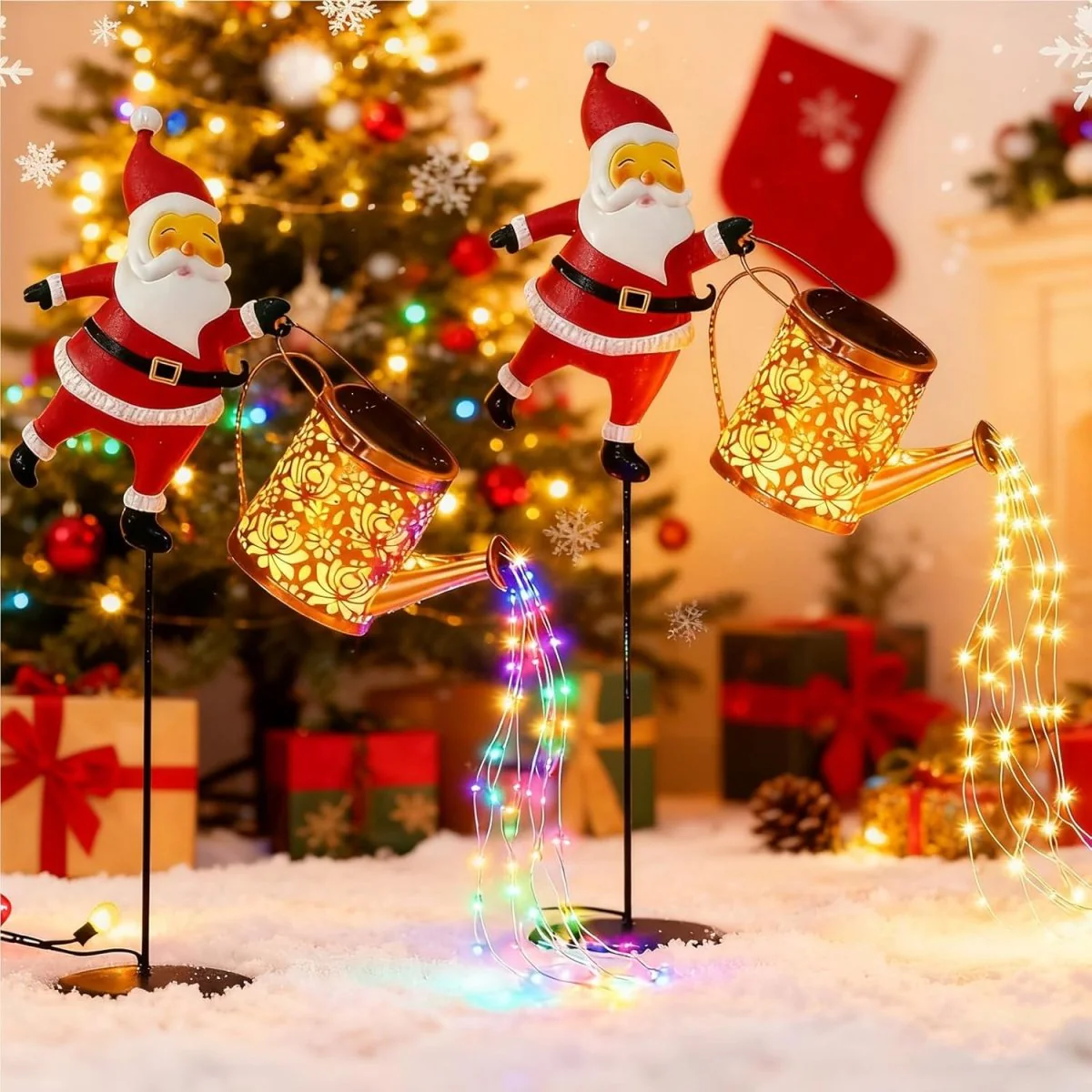 HOLLYPOUR – Solar Santa Watering Can Lantern for Cozy Winter Garden Decoration - Image 11