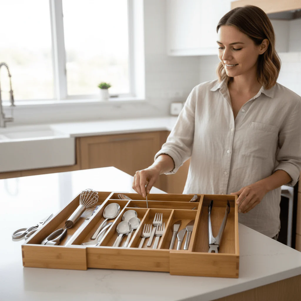 WOOD ONE-PIECE – Adjustable, eco-friendly drawer organizer - Image 2