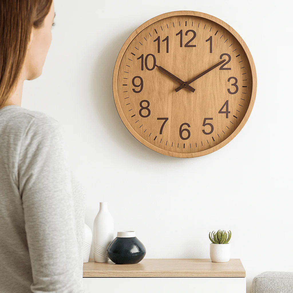Wooden clock - Natural charm for your home - 30 cm, quiet and stylish