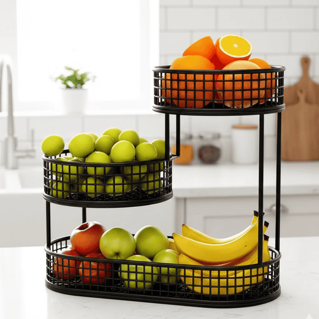 HOMEARC – Elegant multi-tier metal fruit and snack stand for kitchen countertops