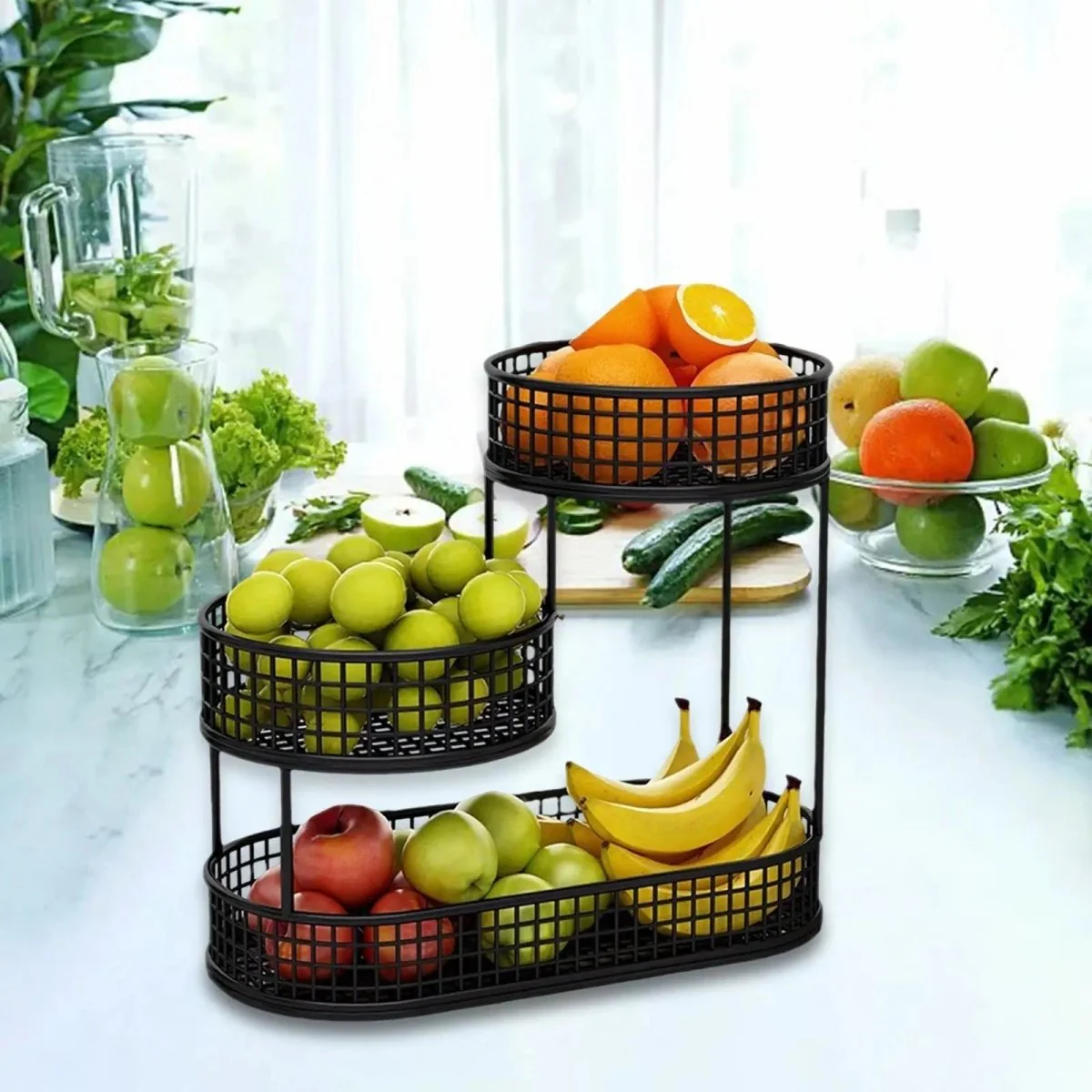HOMEARC – Elegant multi-tier metal fruit and snack stand for kitchen countertops - Image 5