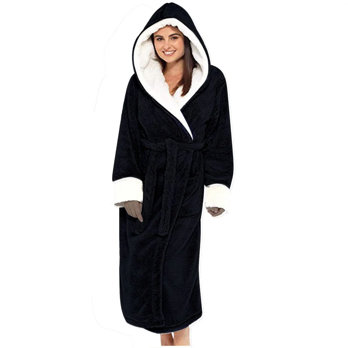 HOMECUDDLE – Cozy Women's Teddy Jacket with Hood and Belt - Image 6
